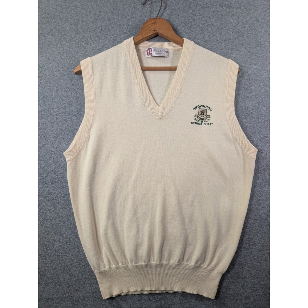 Vtg Slazenger Golf Sweater Vest Mens Large Country Club 90s Preppy Grandpa Money